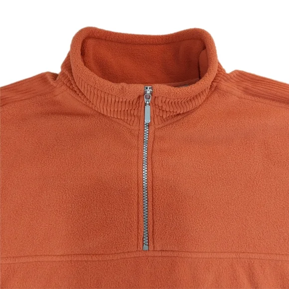 Architect Men's Size LRG Orange Quarter Zip High Neck Fleece Pullover Sweatshirt - Picture 4 of 7